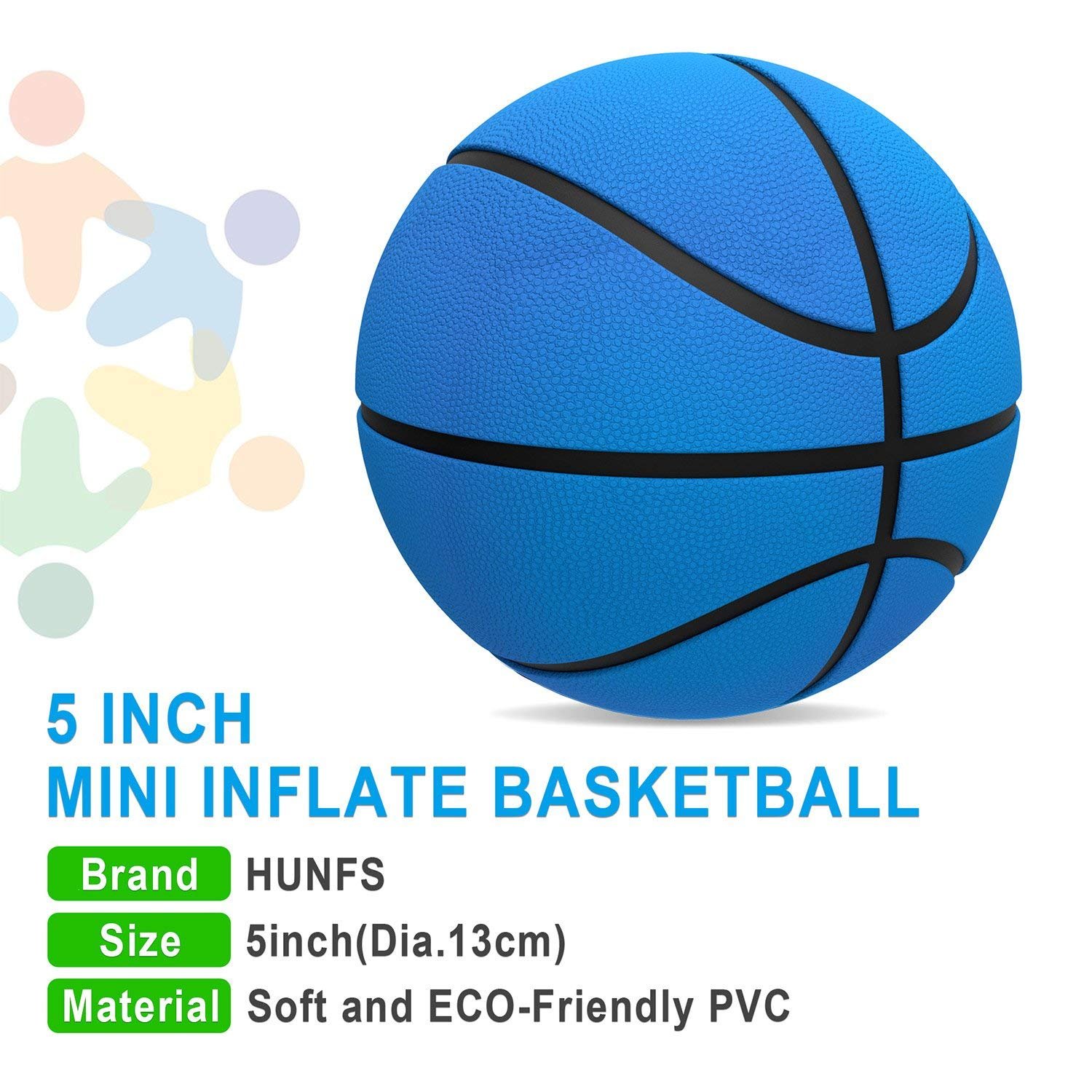 Mini Basketball,HUNFS 5 Inch Small Basketball Water Ball for Kids with Soft and Bouncy +Bright Color+Environmental Protection Material