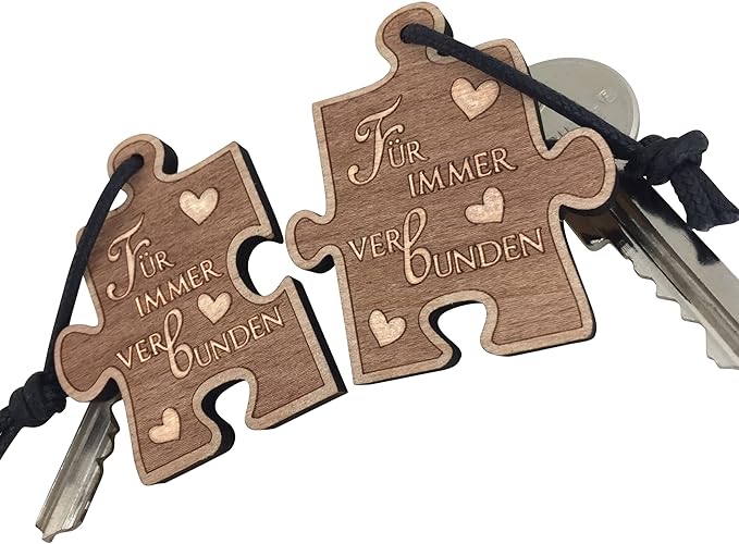 endlosschenken Schlüsselanhänger Puzzle Für Immer Verbunden sehr Gute Qualität doppelseitige Gravur aus Holz