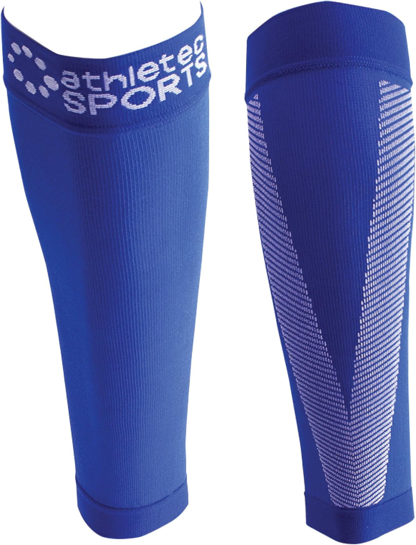 Athletec Sport Compression Calf Sleeve (20-30 mmHg) for Shin Splints, Running, Travel, Cycling, Leg Pain and Calf Pain Relief - Size Small/Medium in Bright Blue (One Pair)