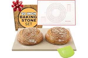 RITUAL LIFE Baking Stone for Oven 20 inch, with Silicone Mat and Dough Tool - Large Baking Stone for Bread and Pizza - Oven Stone - Rectangular Cordierite Bread Stone 20" x 13.5" x 0.6"