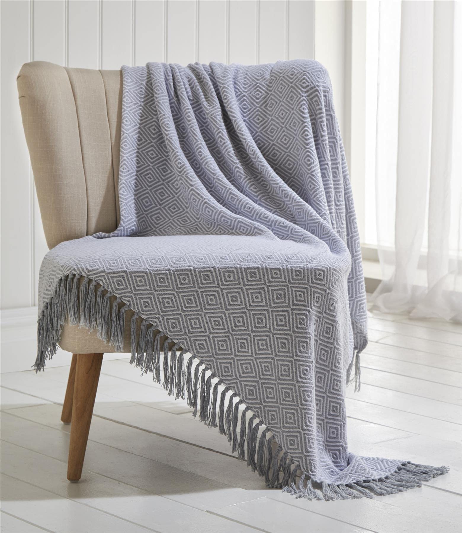 Portfollio Portfolio Ascot Chevron Grey 100% Cotton Chair Sofa Couch Bed 180x250cm