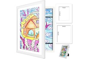 Hipsignal Kids Art Frame, 11x14 Artwork Frames Changeable with Stand, Front Opening Picture Frame for Storage & Display Holds 150, for Children Art Projects, 3D Art (White)