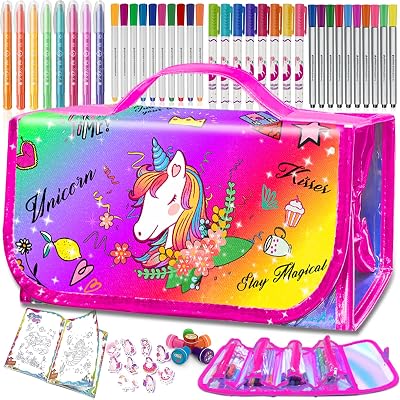 weirtoya Unicorn Washable Scented Markers Art Craft Set for Girls 4-8 Yrs