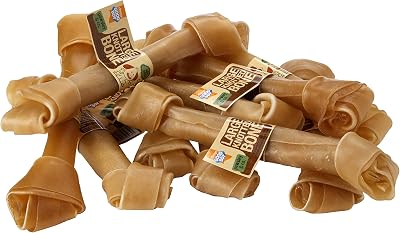Good Boy Large Rawhide Knotted Bones Dog Chews Pack of 10 250mm
