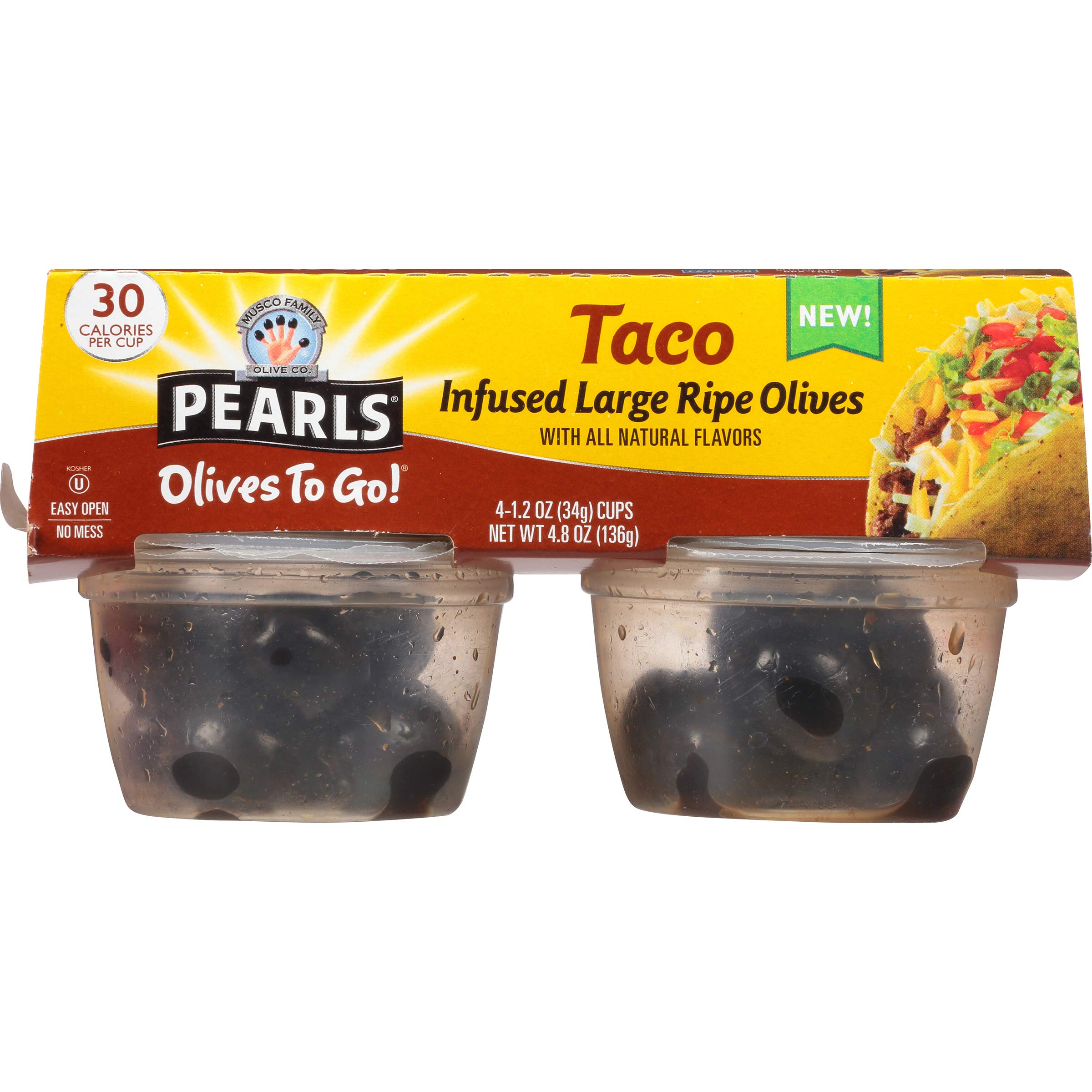 Pearls Olives to Go! 1.2 oz. Infused Olives Taco Flavor, 24Cups