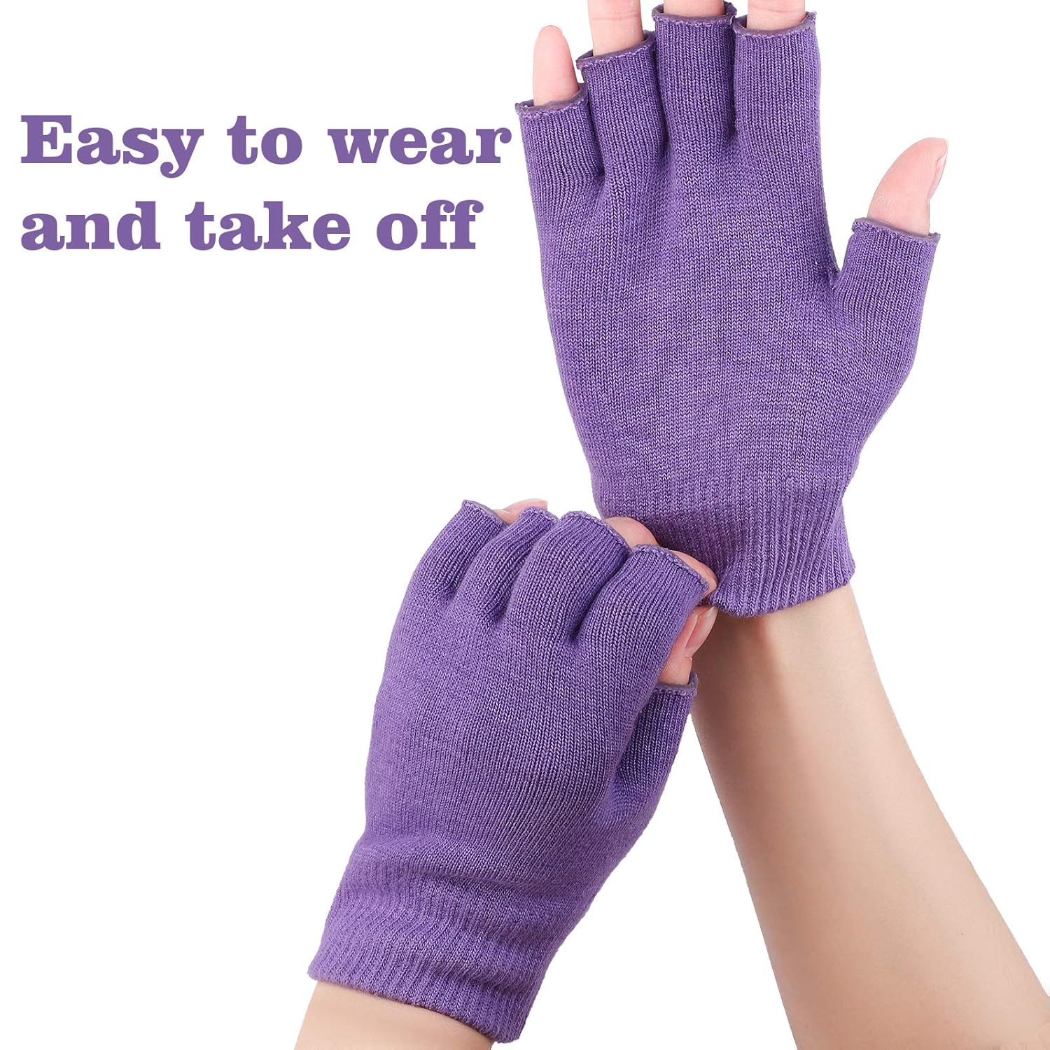 Elcoho 3 Pairs Moisturizing Gloves with Gel Lining Fingerless Moisturizing Glove Cotton Gloves Dry Hands Treatment for Dry Rough and Cracked Hands (Black, Purple, Pink) : Beauty
