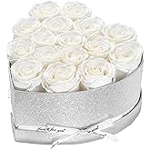 16 Preserved Rose in Heart Shaped Box,Forever Flowers for Delivery Birthday,Flowers Gifts for Women, Mother, Her Wife, Girlfriend on Valentines Mothers Day Christmas Anniversary (white)
