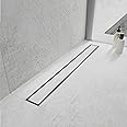 Elefloom Linear Shower Drain, Shower Drain with Tile Insert 2-in-1 Panel, Brushed 304 Stainless Steel Shower Drain, Linear Drain with Hair Strainer and Adjustable Feet (Stainless Steel, 40 inch)