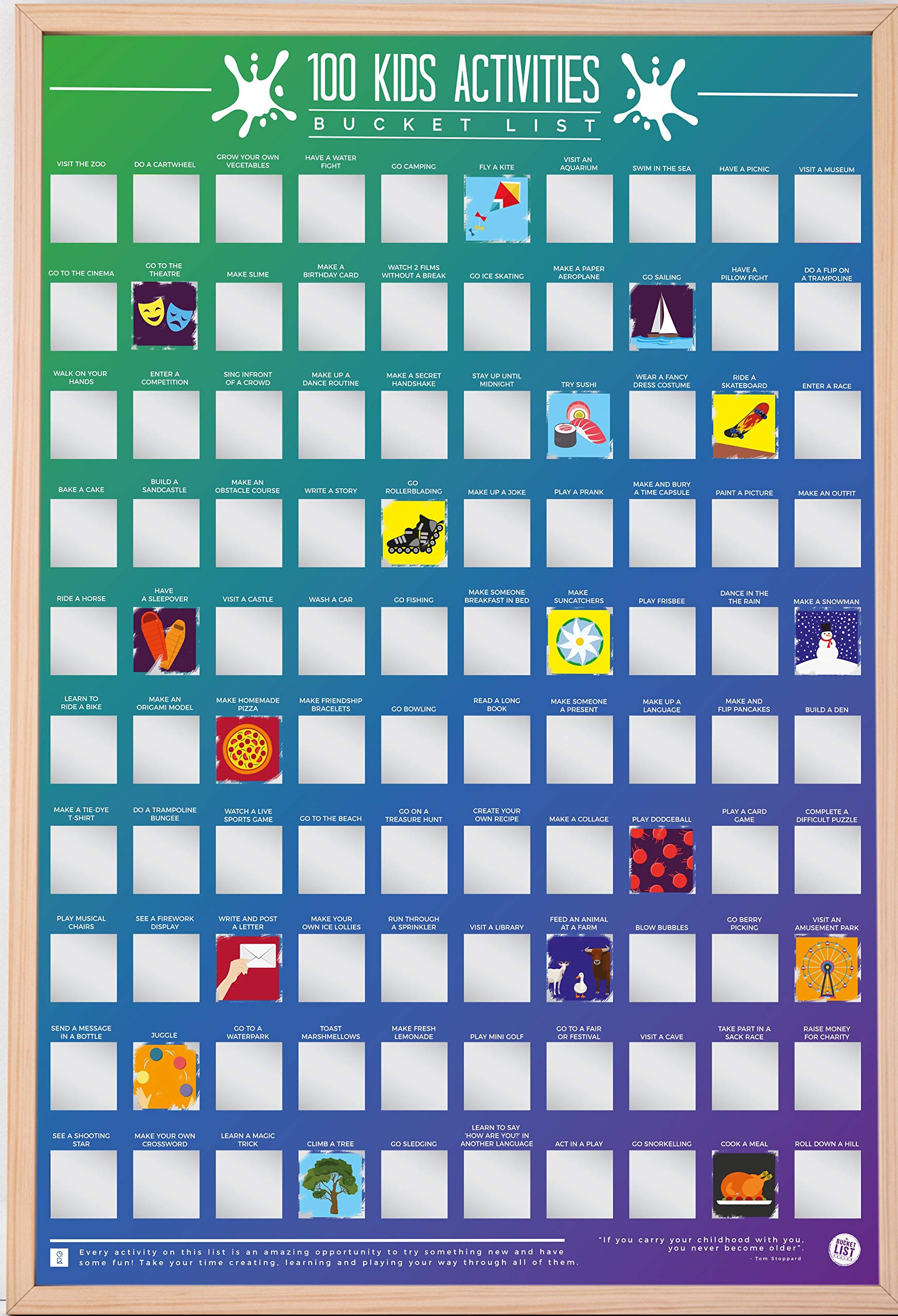 Gift Republic 100 Kids Activities Bucket List Poster, multi-colour