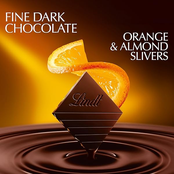LINDT EXCELLENCE INTENSE ORANGE DARK CHOCOLATE BAR, DARK CHOCOLATE CANDY WITH ORANGE AND ALMOND SLIVERS, 3.5 OZ. (12 PACK)