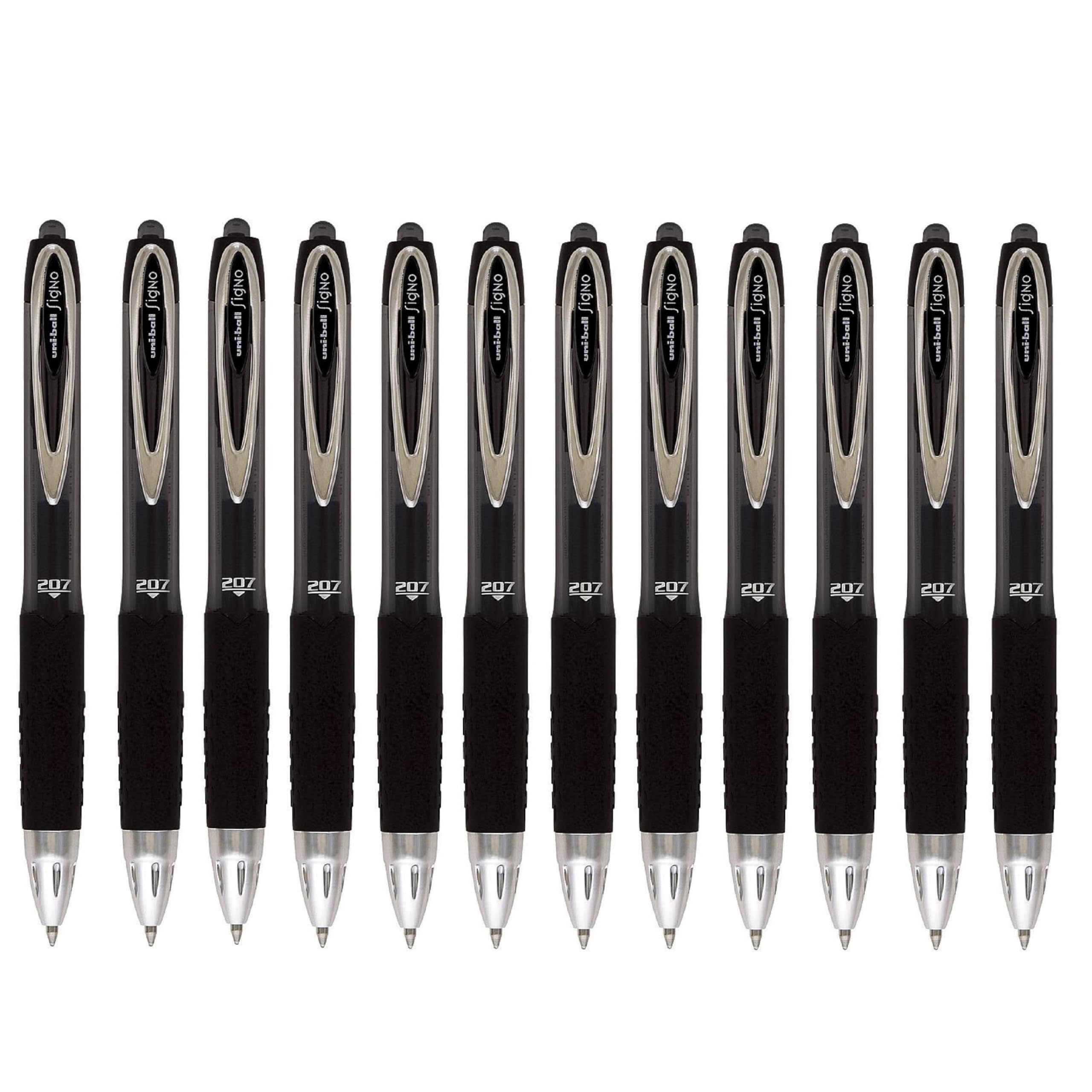 Uni-ball SigNo 207 Gel Rollerball Pen Retractable Fine 0.7mm Tip 0.5mm Line Black Ref 9004600 [Pack of 12]