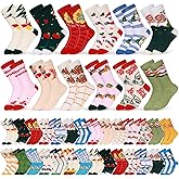Suhine 40 Pairs Kids Christmas Socks for 6-10 Years Children Winter Crew Socks Multi Pack Warm Boys Girls Holiday Socks Xmas Novelty Socks, 20 Styles
