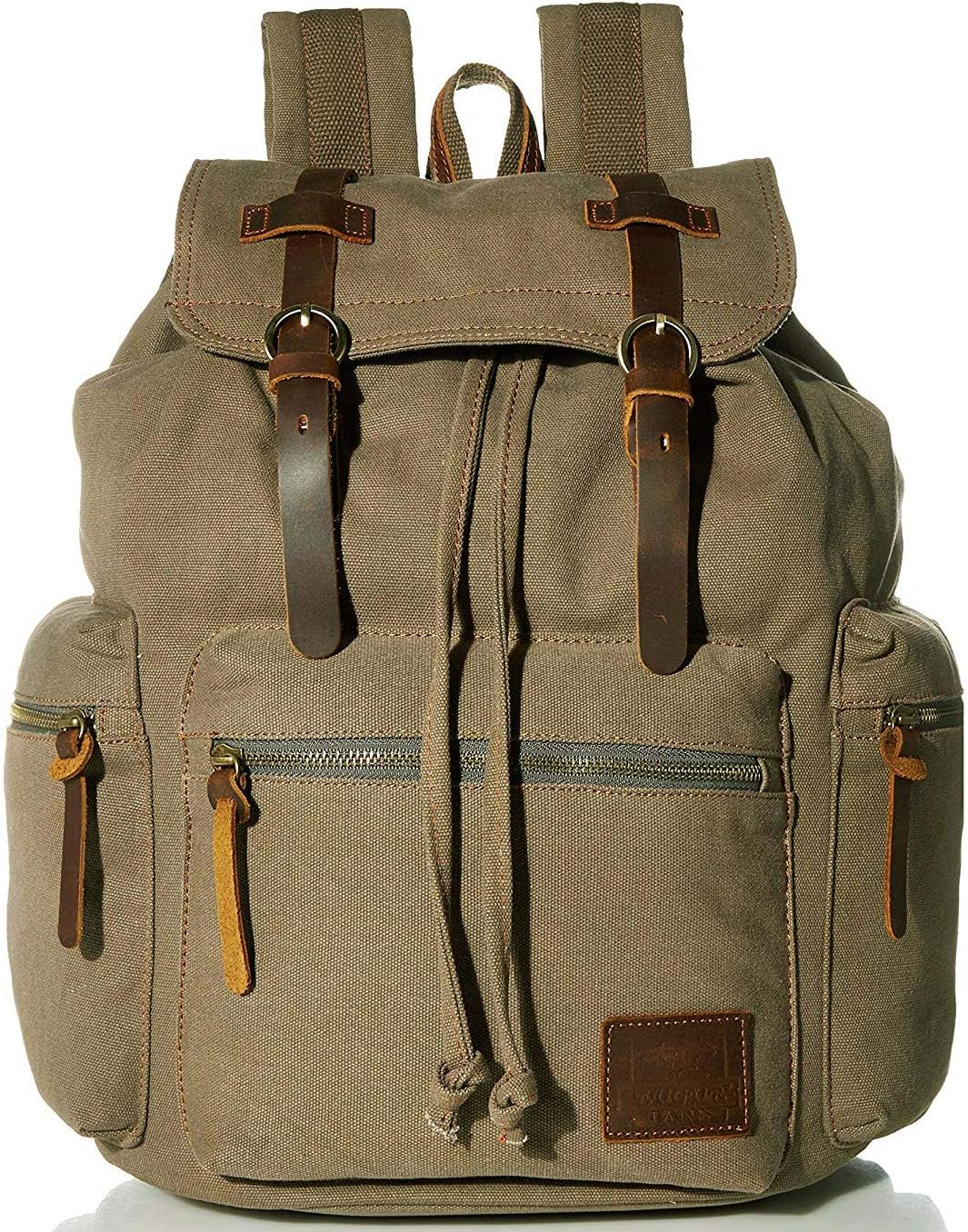 Vintage Canvas Backpack, HuaChen Mens Travel Rucksack for Laptop Hiking School Bookbag