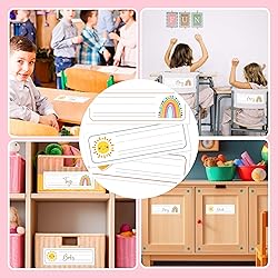 30 Name Tags for Classroom Cubbies, 3x9 in Rainbow
