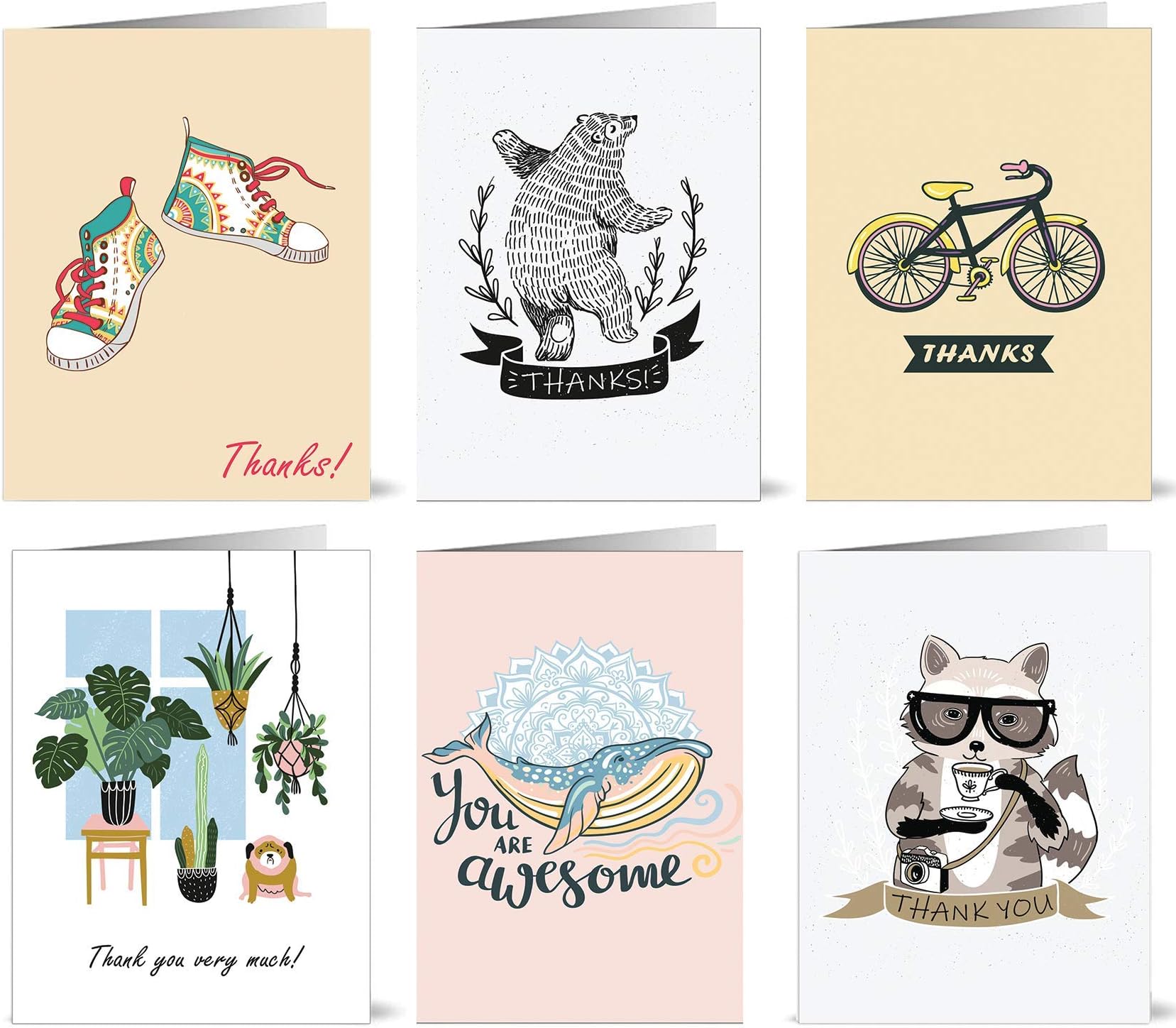 48 x Earth Friendly Thank You Cards Made from Recycled Card with Recycled Green Envelopes