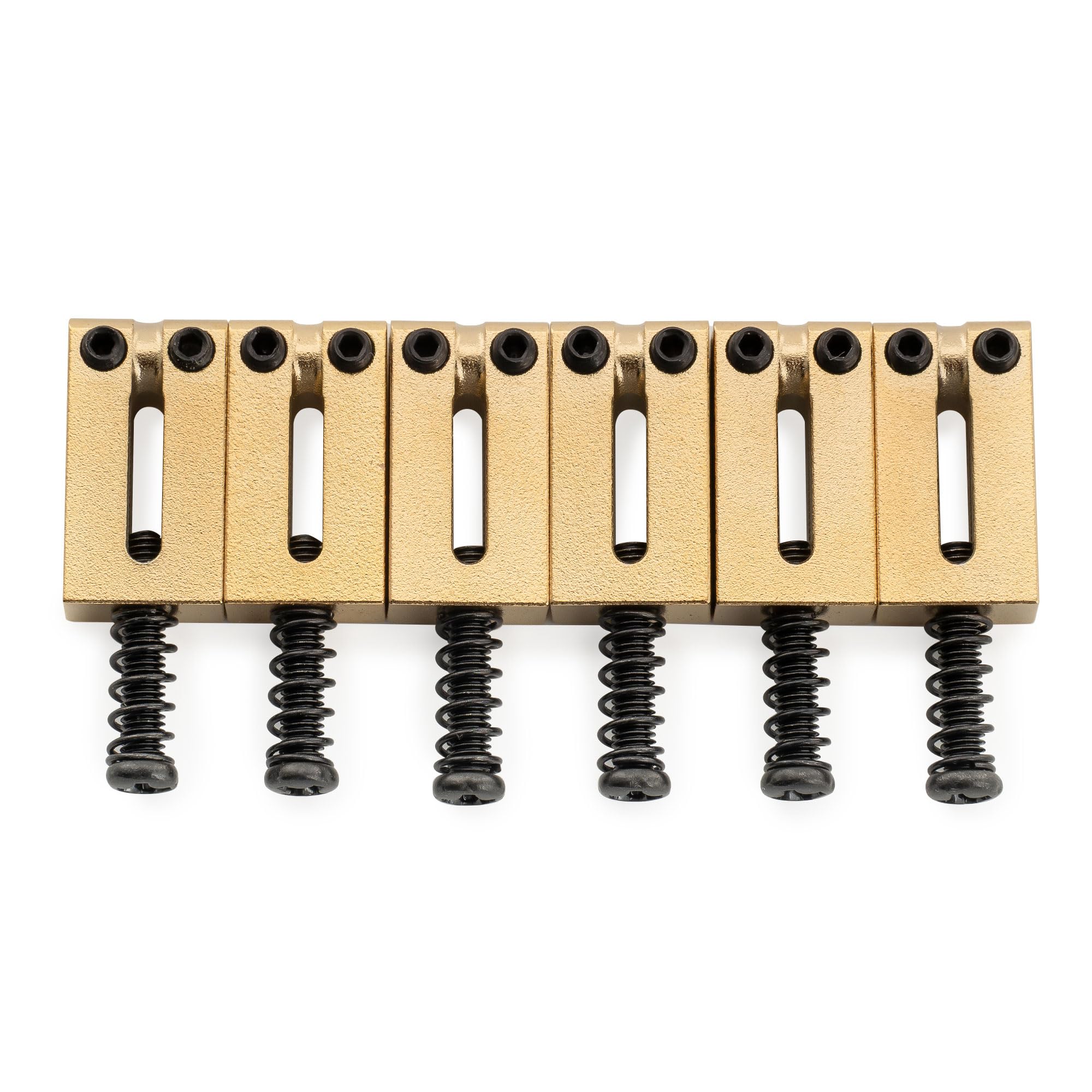 Musiclily Ultra 10.8mm Modern Full Brass Bridge Saddles for Strat Tele Style Electric Guitar, Gold (Set of 6)