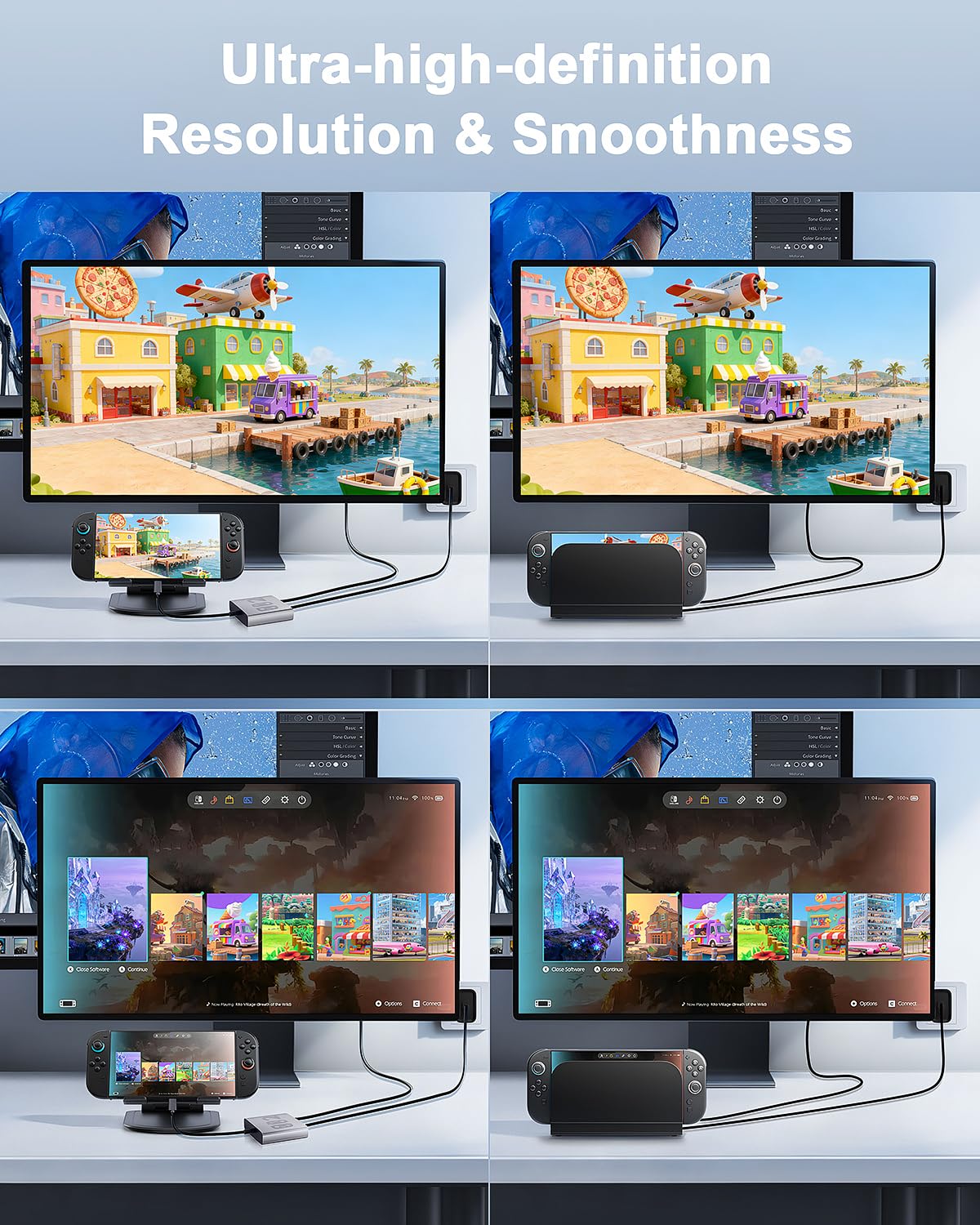 Aluminum Alloy 3-in-1 Switch 2 Dock, Jaizblui Portable TV Docking Station for Nintendo Switch 2/Switch/OLED/ROG Ally/Legion GO, Switch 2 Travel Dock Adapter with HDMI 4K@60Hz, USB 3.2 and PD 100W