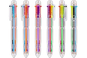 IHPUKIDI 24 Pack 0.5mm 6-in-1 Multicolor Ballpoint Pen, 6 Color Transparent Barrel Retractable Ballpoint Pens for Office School Supplies Students Gift