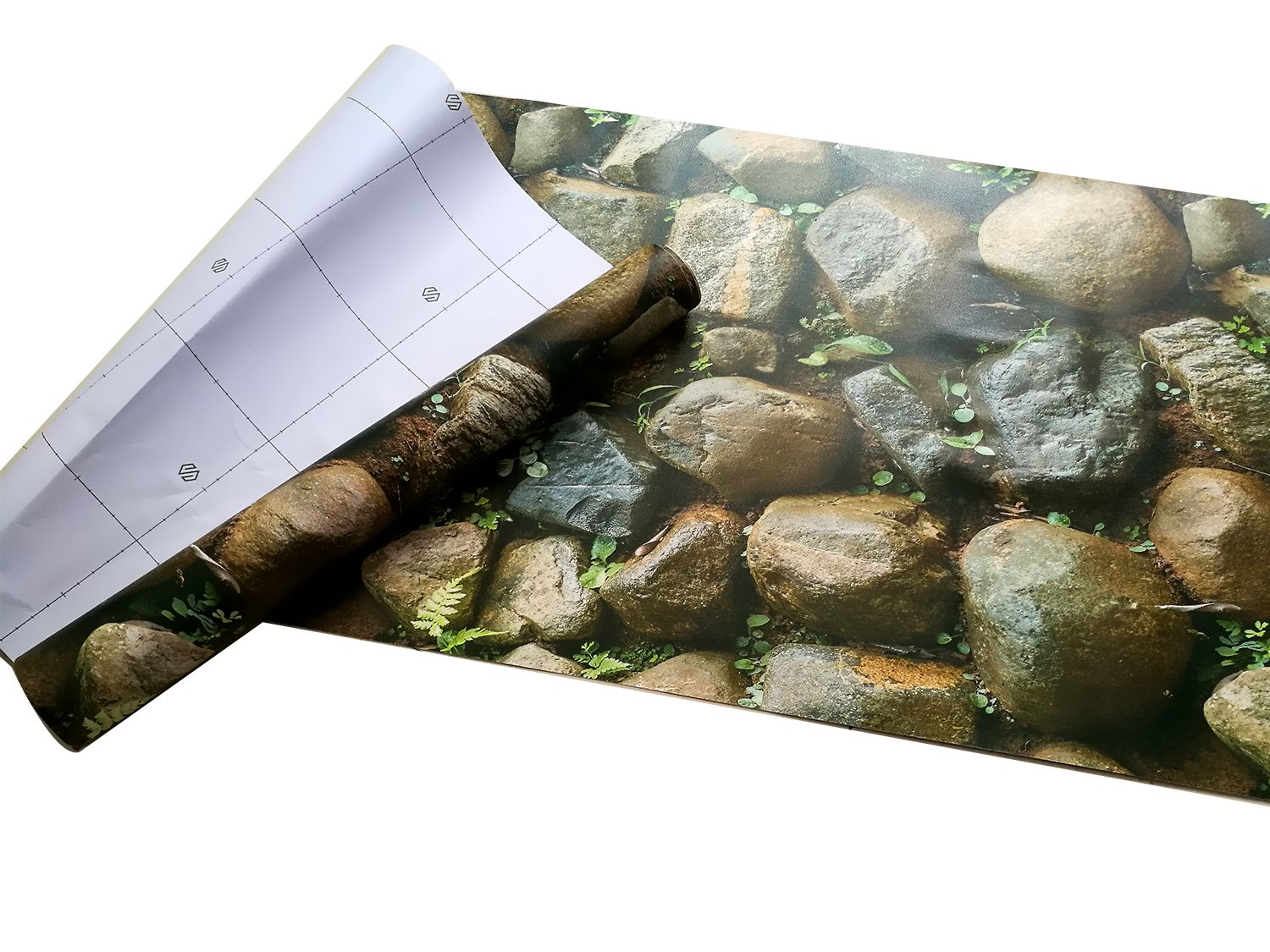 MICKYU 3D Removable Wall Stickers Imitation Pebble Waterproof PVC Self-adhesive Wallpaper Sticker for Living Room Bedroom Bar Restaurant Kitchen Decor 1.47 x 33 Ft