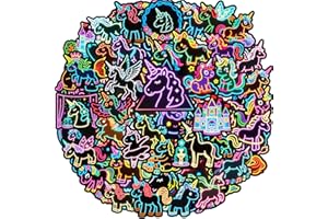 Unicorn Stickers 56 Pcs Cute Neon Unicorn Sticker Pack, Classroom Prizes, Waterproof Vinyl Stickers for Water Bottle Scrapboo