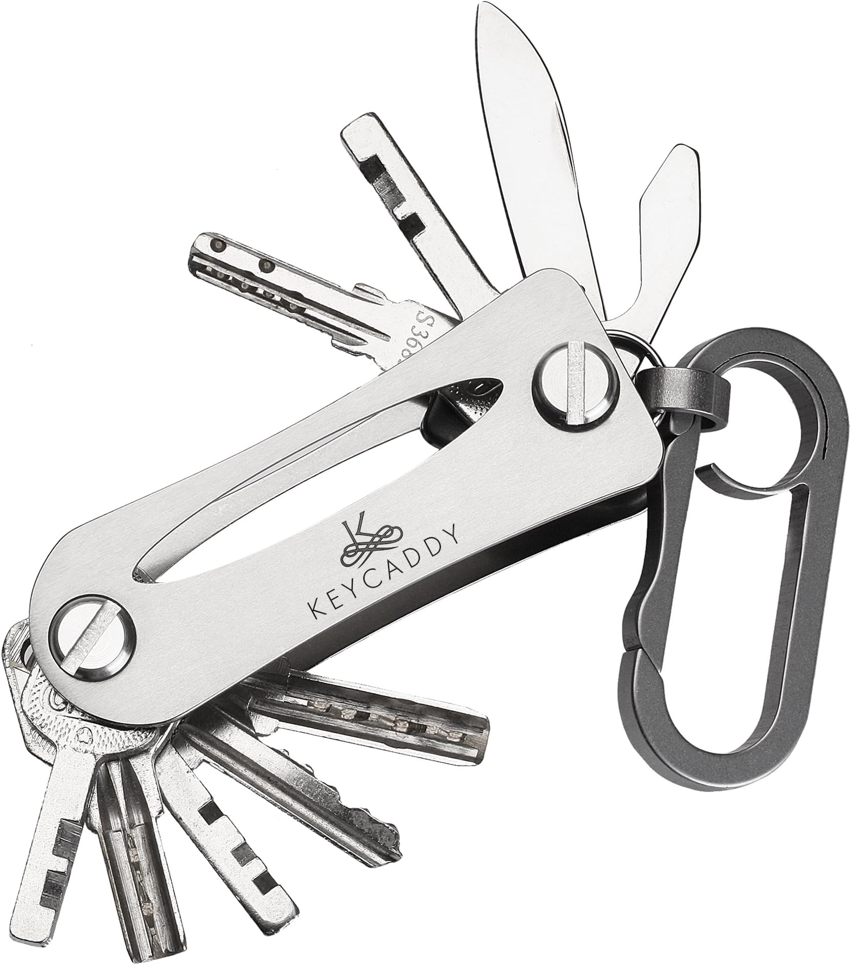 Key Caddy - Stainless Steel Compact Smart Key Organizer -Keychain Up to 16 Keys Plus Anti Loosening Technology - Lightweight & Durable