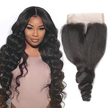Amazon Com Yuzhu Human Hair Lace Closure Loose Wave 10 Inch