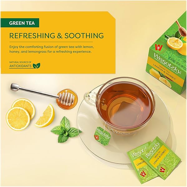 WISSOTZKY LEMON & HONEY GREEN TEA, 20 TEA BAGS | ANTIOXIDANT RICH | SOOTHING HONEY LEMON TEA BLEND | GREEN TEA BAGS (1)