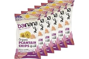 Barnana - Organic Plantain Chips, Himalayan Pink Salt, Healthy Snack Made With 100% Coconut Oil, Non-GMO, Potato Chip Alternative, Zero Sugar, Paleo, Grain-Free, USDA Organic, Vegan (5 oz, 6-Pack)