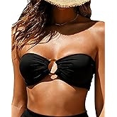Holipick Bandeau Bikini Top for Women Strapless Swimsuit Tops Only Bathing Suit Tops with Shoulder Straps