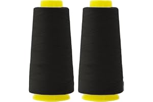 Mandala Crafts Mercerized Cotton Thread for Sewing Machine - 50 WT Cotton Threads for Quilting Thread - 2400 Yds Black Thread Cotton Cone Thread for Serger Embroidery