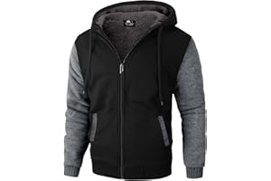 ZITY Men's Zip Up Hoodie Heavyweight Winter Sweatshirt Fleece Sherpa Lined Warm Jacket