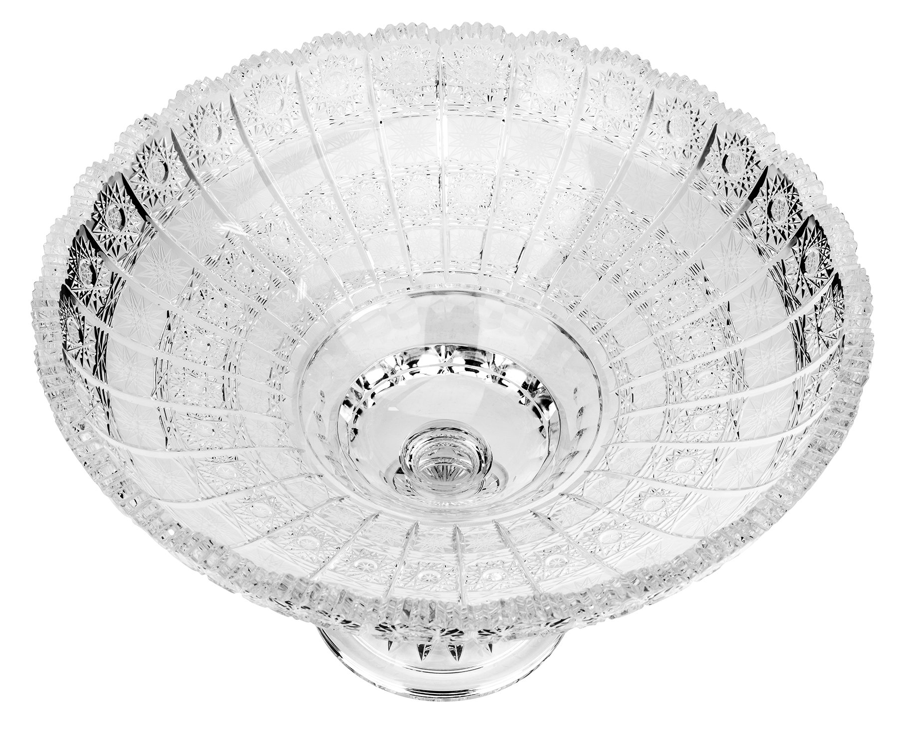 Bohemia Crystal 50062, 14" Dia Crystal Cut Fruit Bowl on a Stem
