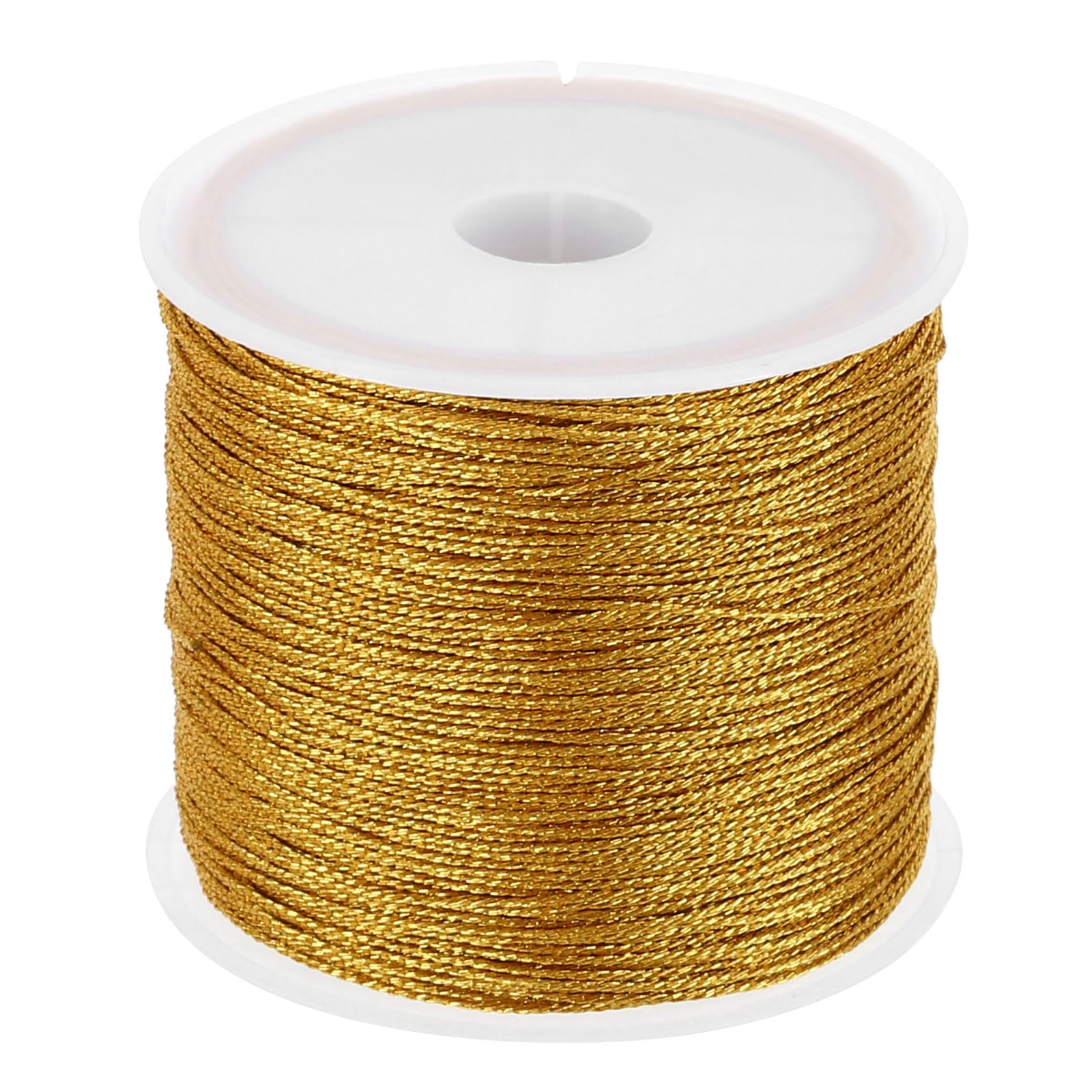 PATIKIL 55m/60yards Metallic Cord, 1 Roll 0.4mm Dia Tinsel Ornament String Thread for Craft Beading Jewelry Making Gift Wrapping Decoration, Gold