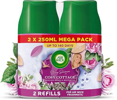 Air Wick Cosy Cottage Frosted Roses Mistletoe Freshmatic Max Twin Refill 2 x