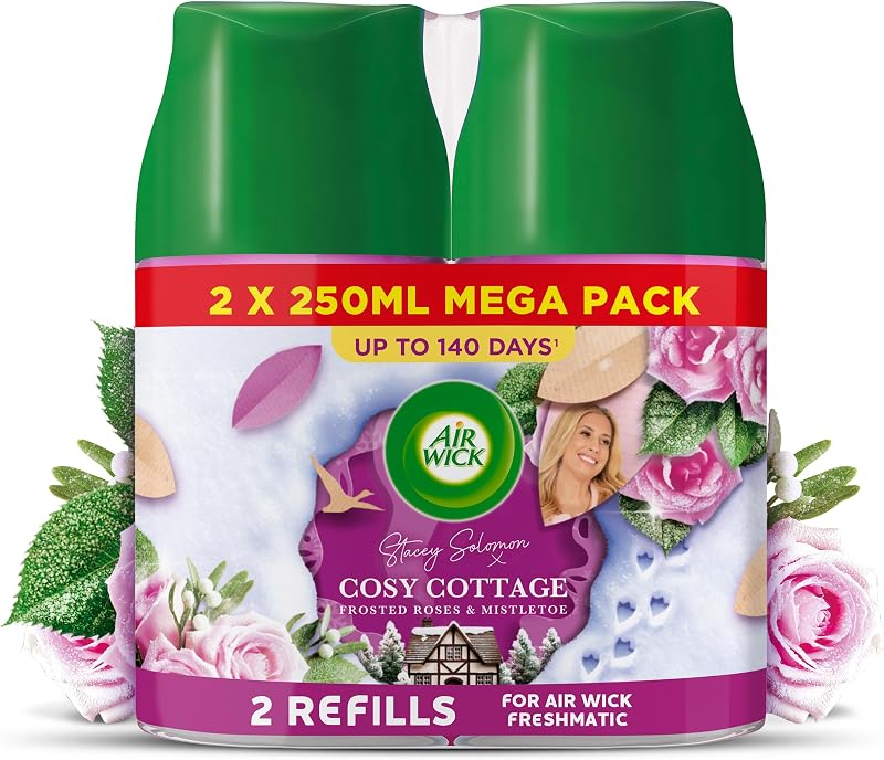 Air Wick Cosy Cottage Frosted Roses Mistletoe Freshmatic Max Twin Refill 2 x