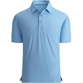 Alex Vando Mens Golf Shirt Moisture Wicking Quick-Dry Print Performance Polo Shirts for Men