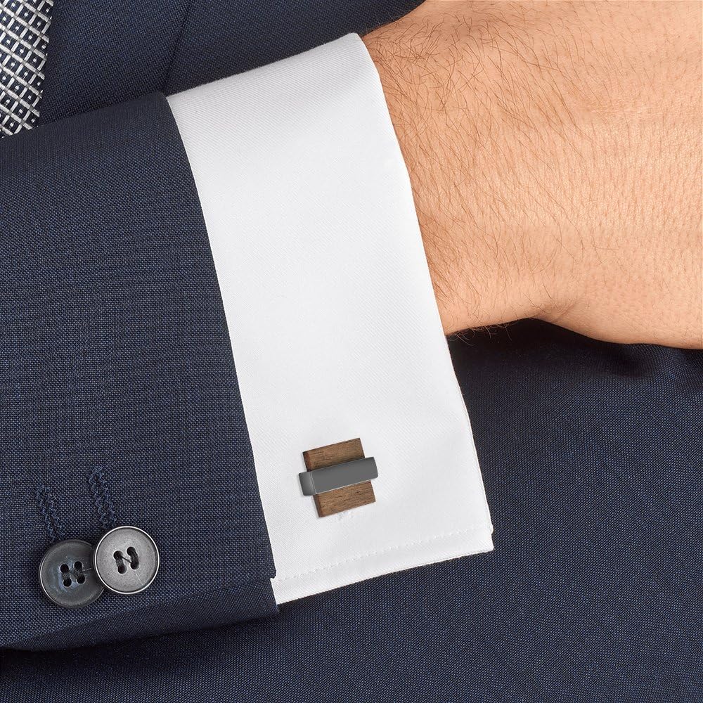 Mr.Van Delicate Mens Natural Wood Cufflinks Handcrafted Square Wooden Cuff links Valentines Festival Birthday Anniversary Graduation Gift for Men - Image 3