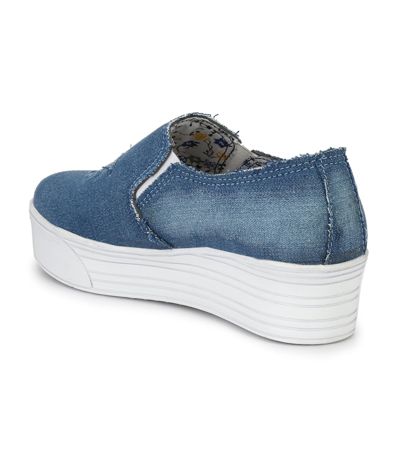 revoke blue denim high sole slipon casual shoes for womens/girls