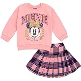 Disney Minnie Mouse Lilo & Stitch Girls Fleece Sweatshirt and Plaid Pleated Skirt Toddler to Big Kid Sizes (2T - 14-16)