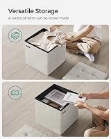 SONGMICS Storage Ottoman Foldable 110 cm Cream White with 131 L Storage view 4