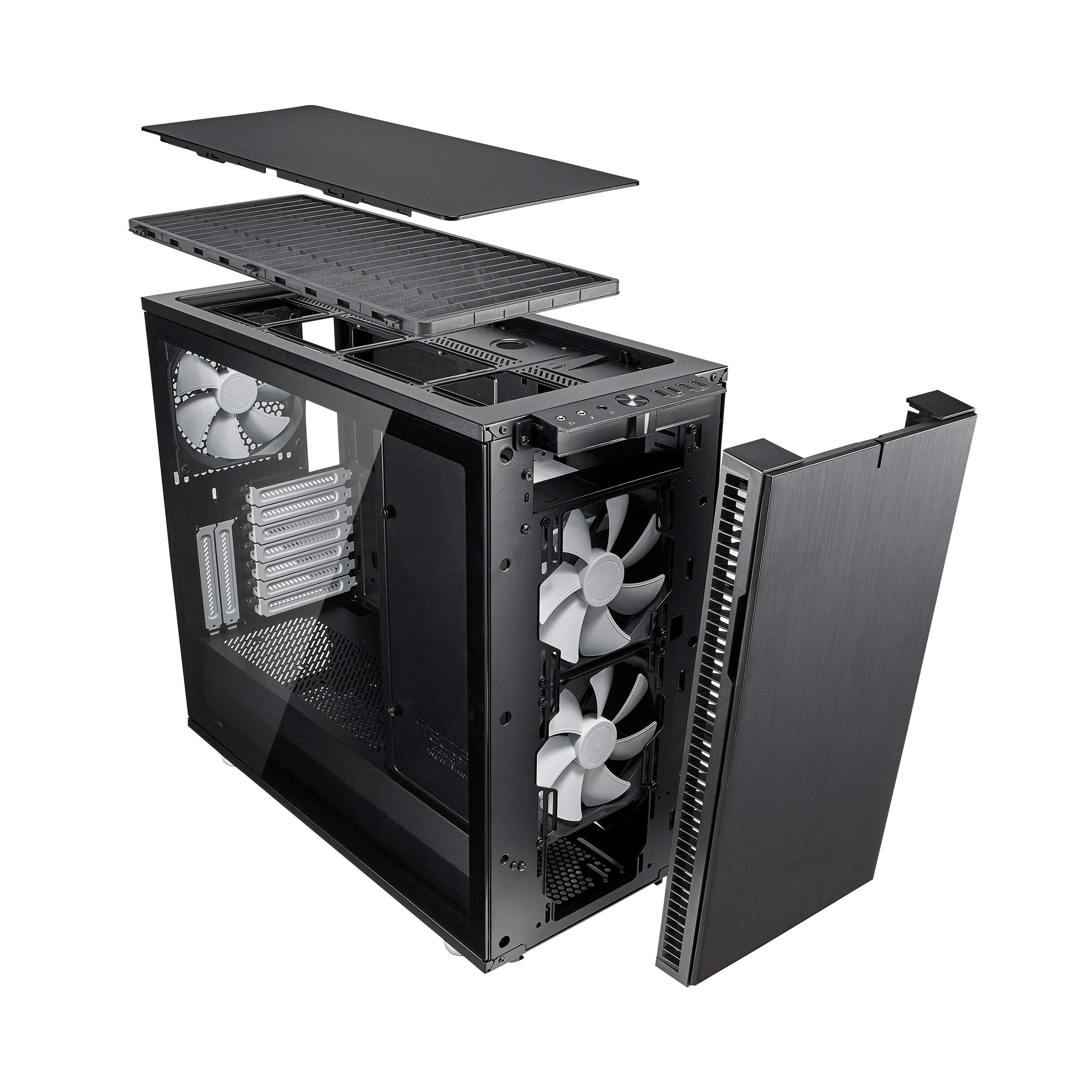Fractal Design Define R6 - ミッドタワーコンピュータケース - ATX - ModuVentテクノロジーによる高通気と静音コンピューティングに最適化 - PSUシュラウド - モジュラーインテリア - 水冷対応 - ブラック。