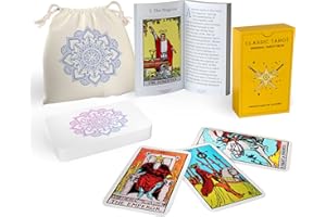 Sagesight Classic Tarot Cards Deck with Guidebook & Premium Linen Carry Bag - Original Pamela Colman Smith Artwork - Tarot Cards for Beginners and Experts (Light)