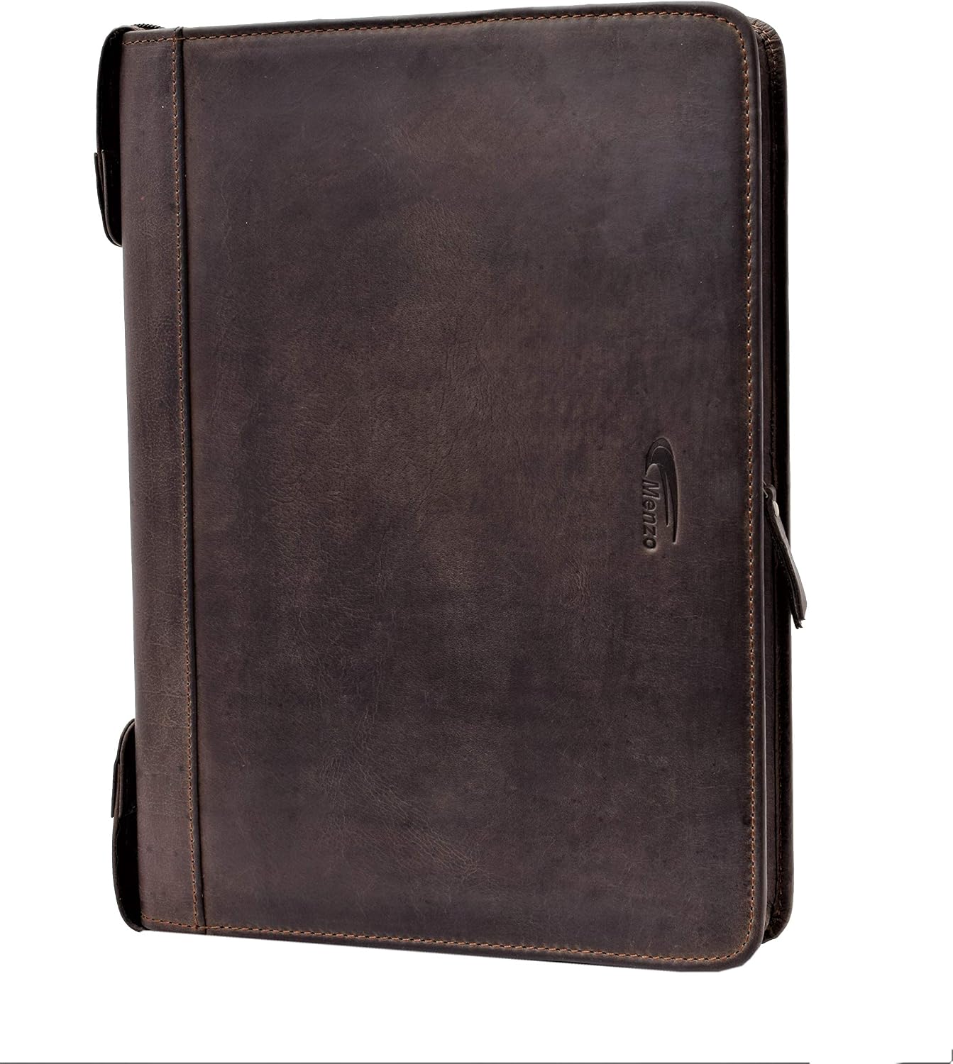 MENZO Leather Notepad, Vintage Buffalo Leather, Document Folder, Leather Folder, Writing Folder, Business Folder, Conference Folder (Darkbrown)