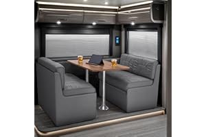 Qualitex De Leon RV Dinette, Bed with Storage, w/Oak Table, Ultimate Leather, Charcoal