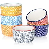 Selamica Ceramic 6 Oz Ramekins Oven Safe, Creme Brulee Ramekins, Souffle Dishes Custard Cups for Baking, Mini Bowls for Pudding Dip Ice Cream, Set of 6, Assorted Colors