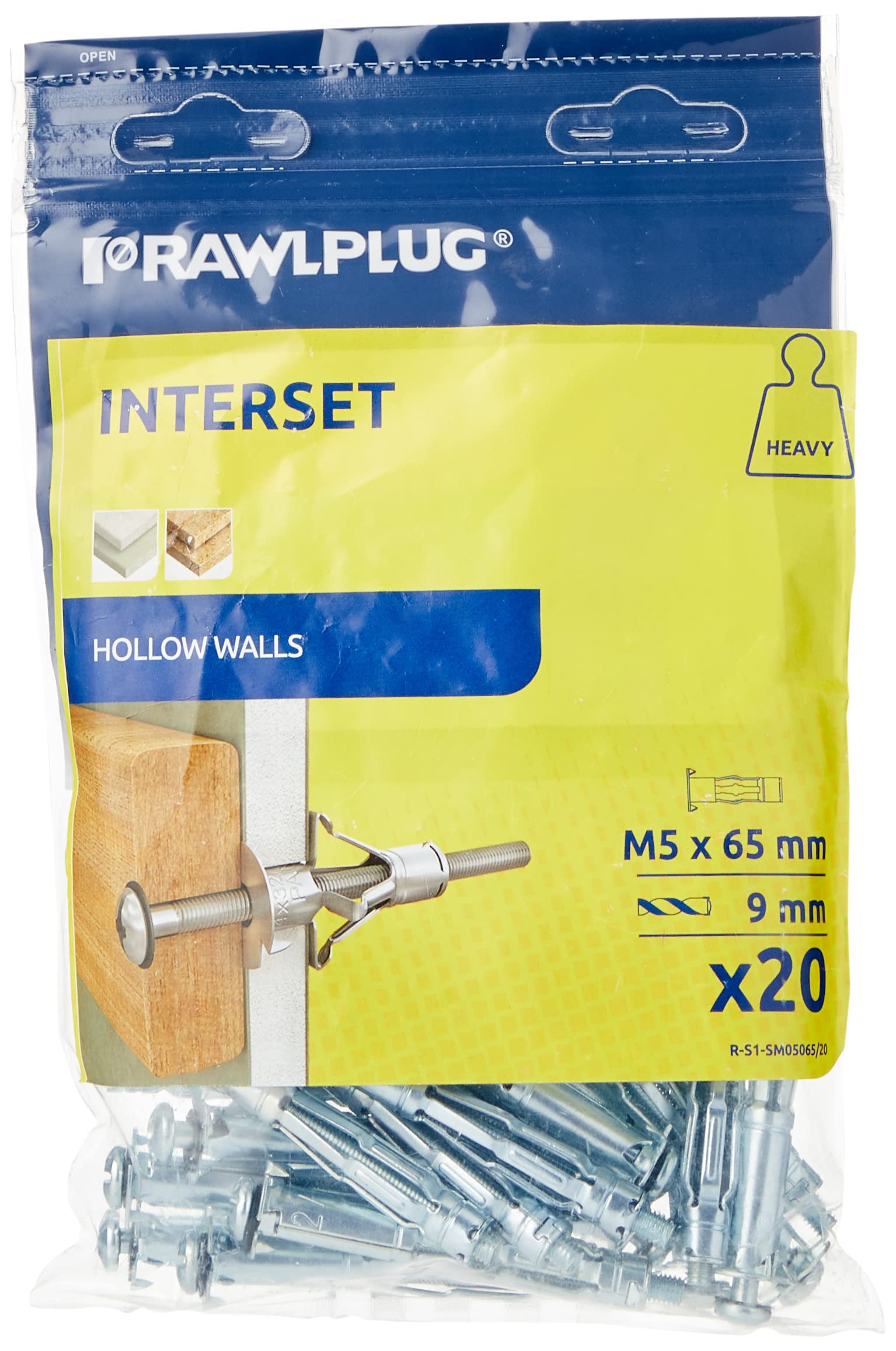 Rawlplug 41 657 Interset Cavity Fixings and Screws (Pack of 20) - M5x65