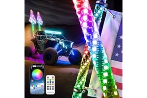 SAFEBAO 3FT LED Whip Lights for UTV RGB Chasing/Dancing Light Remote Control APP-Supported, 600+ Color Mode Combinations, RGB Chasing Lighted Antenna Whips for UTV, ATV, Truck, Dune Buggy