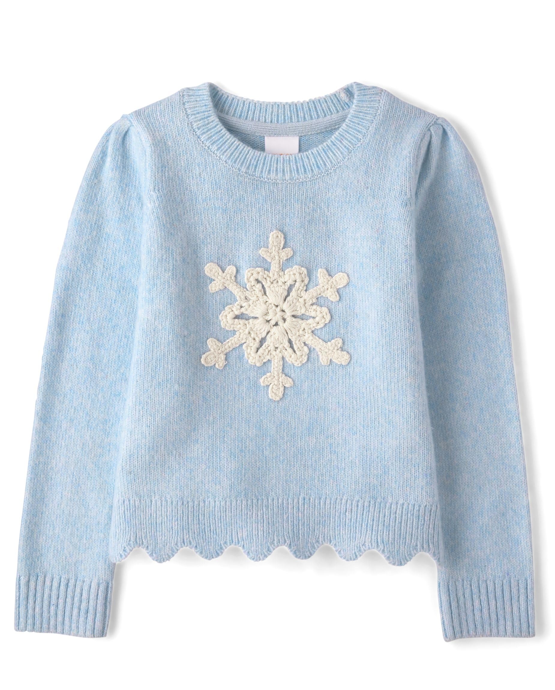 Gymboree,Girls,and Toddler Long Sleeve Crew Neck Pullover Sweater,Frosty Snowflake,6 Image
