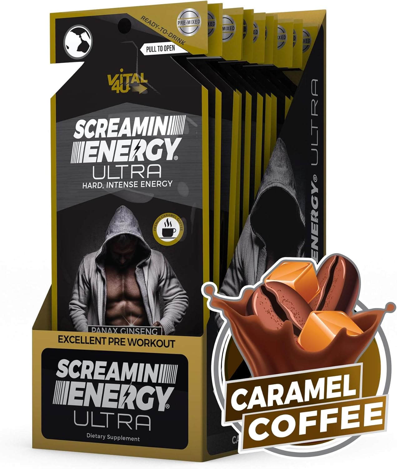 Screamin Energy Max Hit/Ultra Combo Pack - Energy Shots for Endurance and Performance with Caffeine, Panax Ginseng Extract, and Vitamins - 24 Count: Health & Personal Care