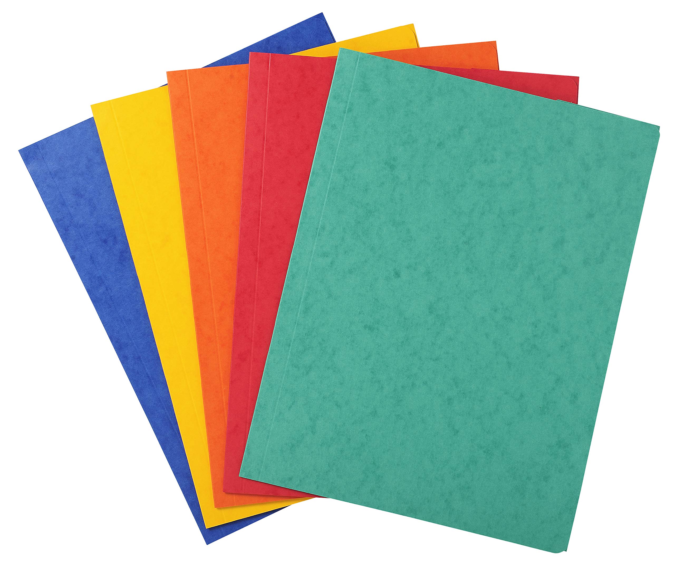 Exacompta - Ref. 56400E - Pack of 10 simple folders without elastic with 3 flaps in glossy card 390 g/m² - FSC® certified folders - dimensions 24 x 32 cm for A4 format - 5 assorted colors
